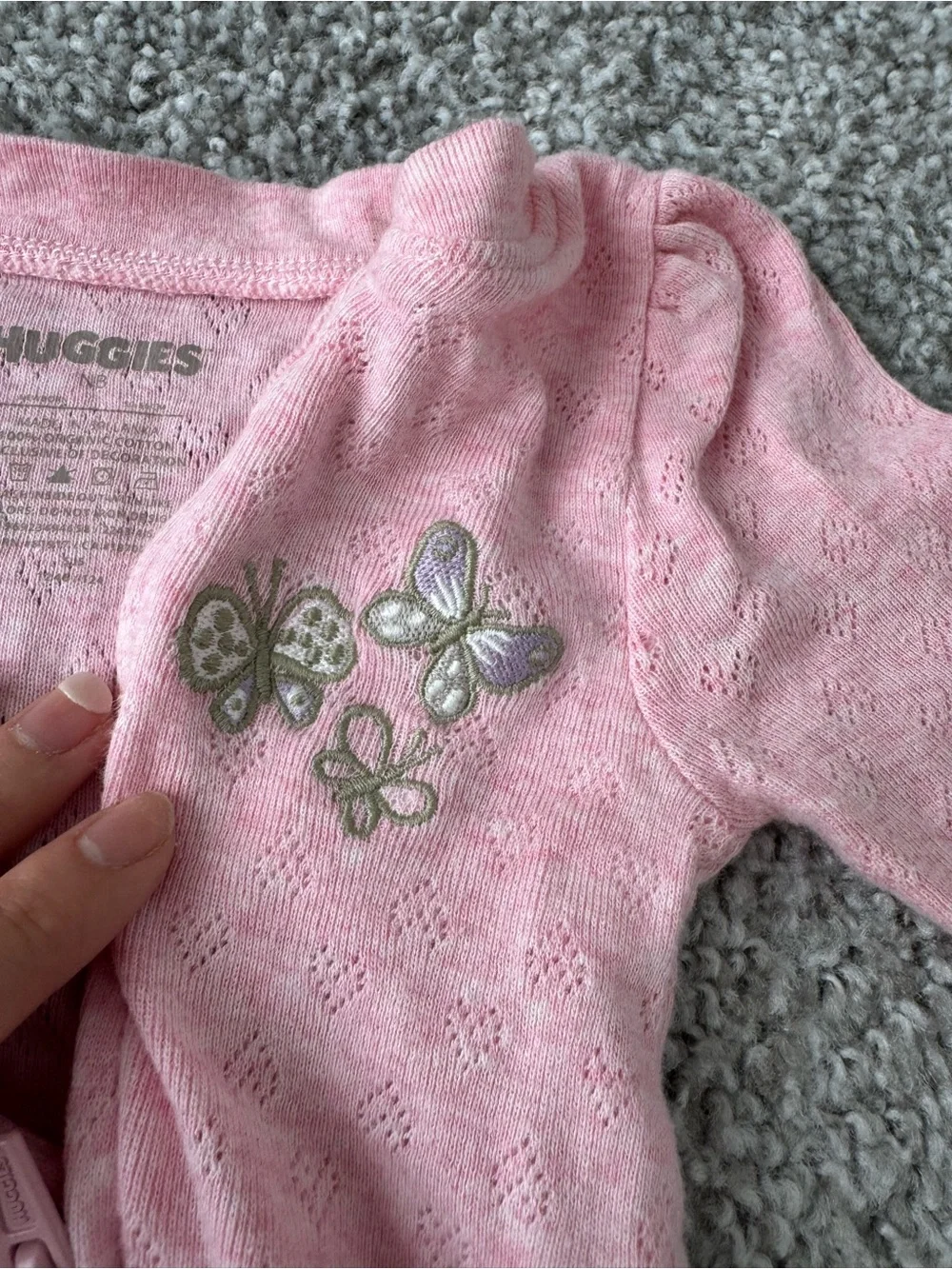 ✨Huggies Pink Baby Footed One-Piece with Butterfly Accent✨